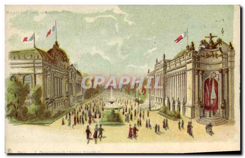 CPA Fantaisie Carte transparente Paris Perspective de l'Avenue Nicolas II