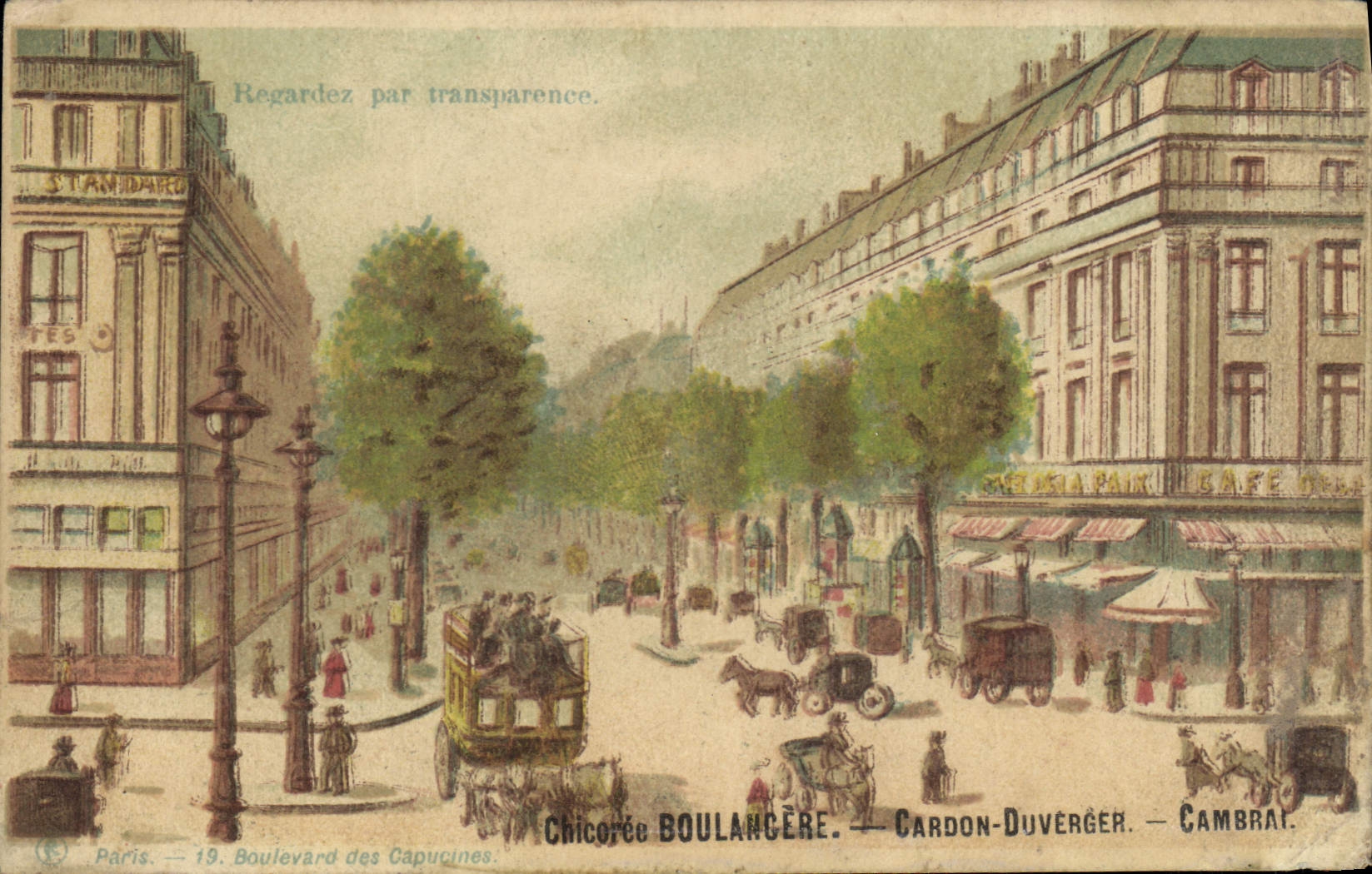 CPA Fantaisie Carte transparente Paris Boulevard des Capucines