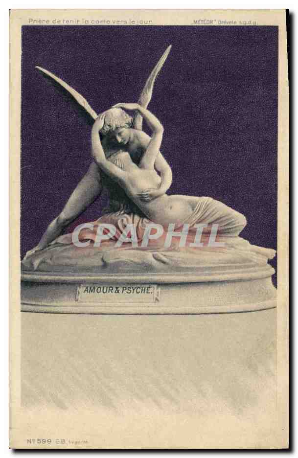 CPA Fantaisie Carte transparente Amour & Psyche