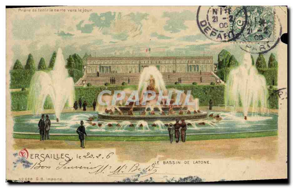 CPA Fantaisie Carte transparente Versailles Le bassin de Latone