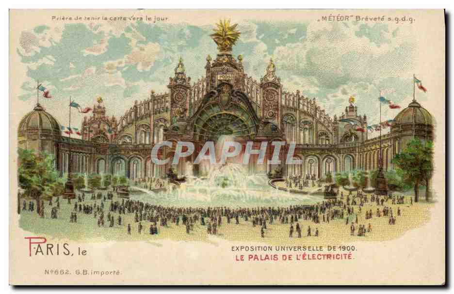 CPA Fantaisie Carte transparente Paris Exposition universelle de 1900 Le palais de l'electricite