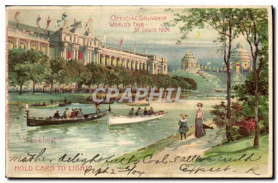 CPA Fantaisie Carte transparente World's Fair St Louis 1904 Grand Lagoon