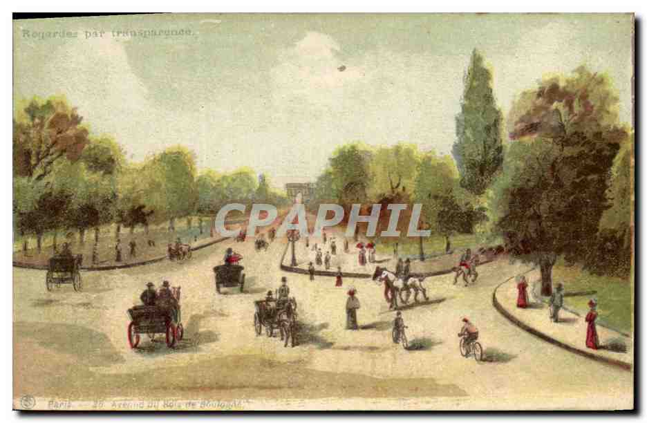 CPA Fantaisie Carte transparente Paris Avenue du Bois de Boulogne
