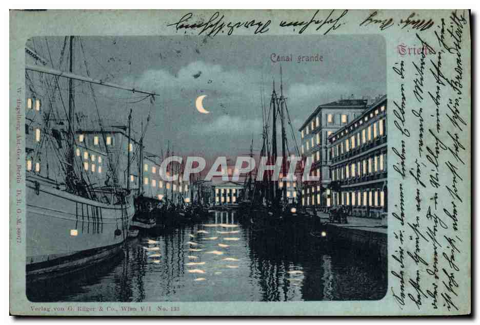 CPA Fantaisie Carte transparente Canal Grande Triete Bateaux