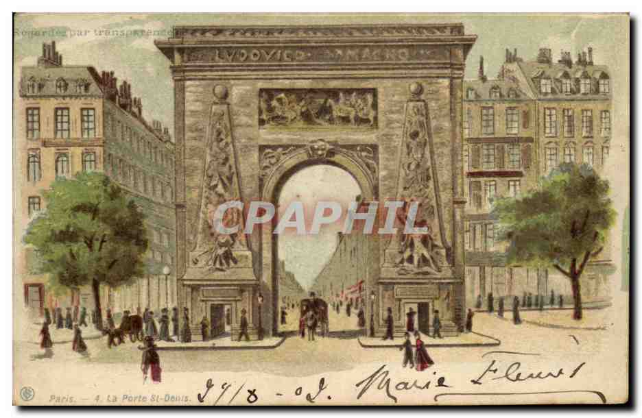 CPA Fantaisie Carte transparente Paris La porte St Denis