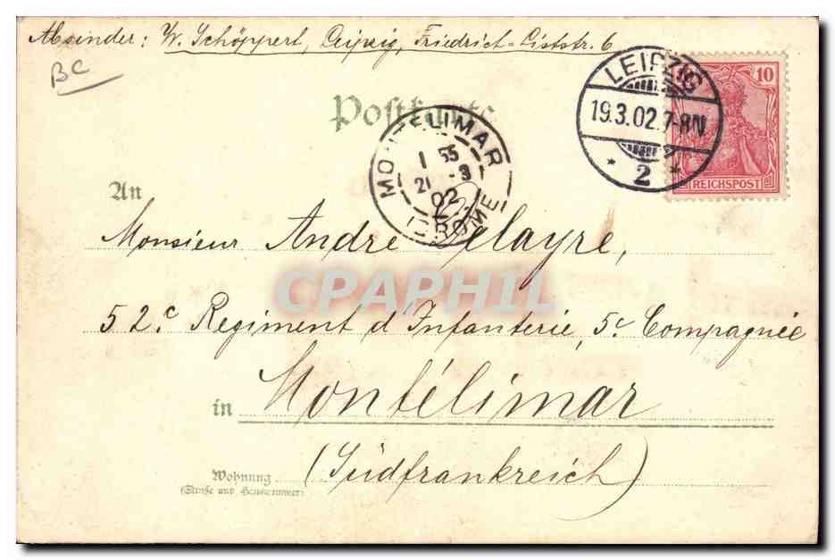 CPA Fantaisie Carte transparente Gruss aus Leipzig Reichsgericht — Rückseite