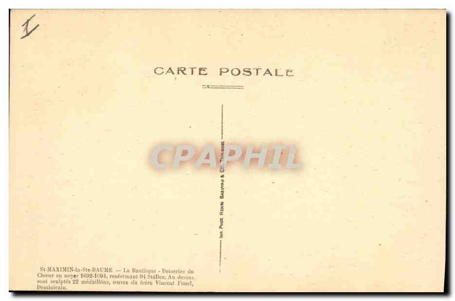 CPA Orgue St Maximin la Ste Baume La basilique — Rückseite