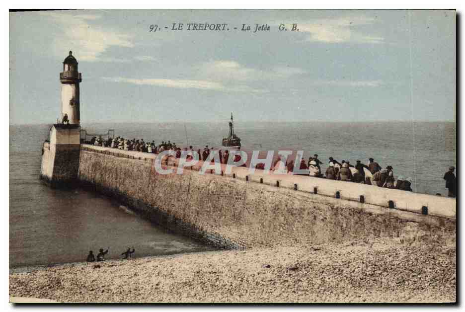 CPA Phare Le Treport La jetee