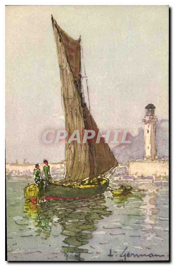CPA Phare Bateau de peche