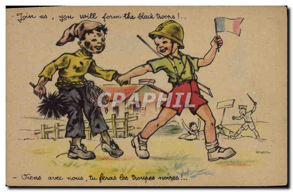 Enfants jouant avec drapeau français — Éditeur Photocchrom Toulouse