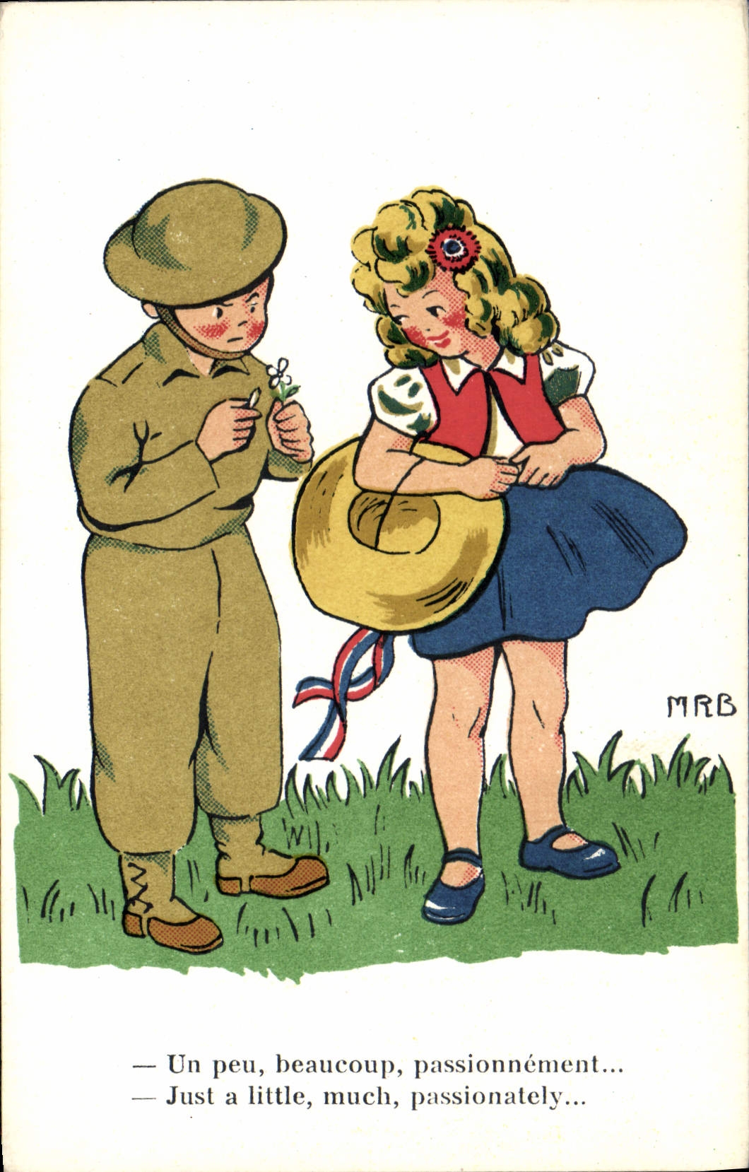 Soldat et fille — Échange de fleurs — MRB