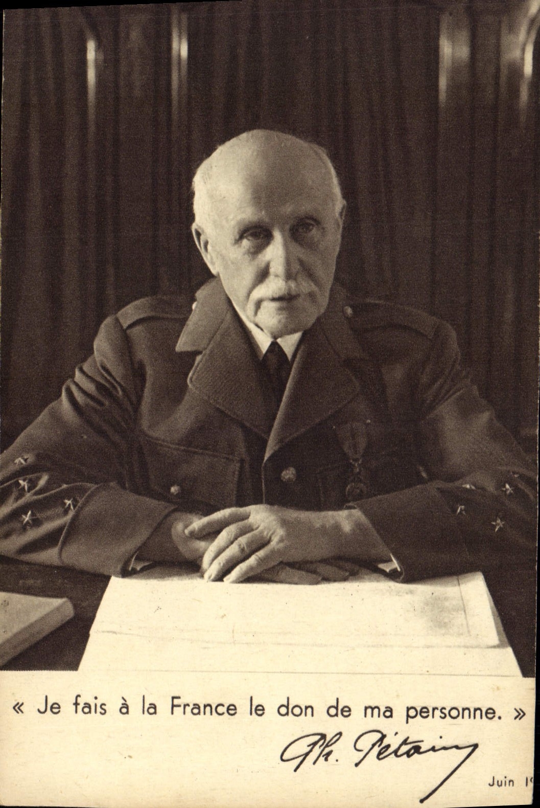 Philippe Pétain — Déclaration de dévouement — CPAPHIL V. N° 2002