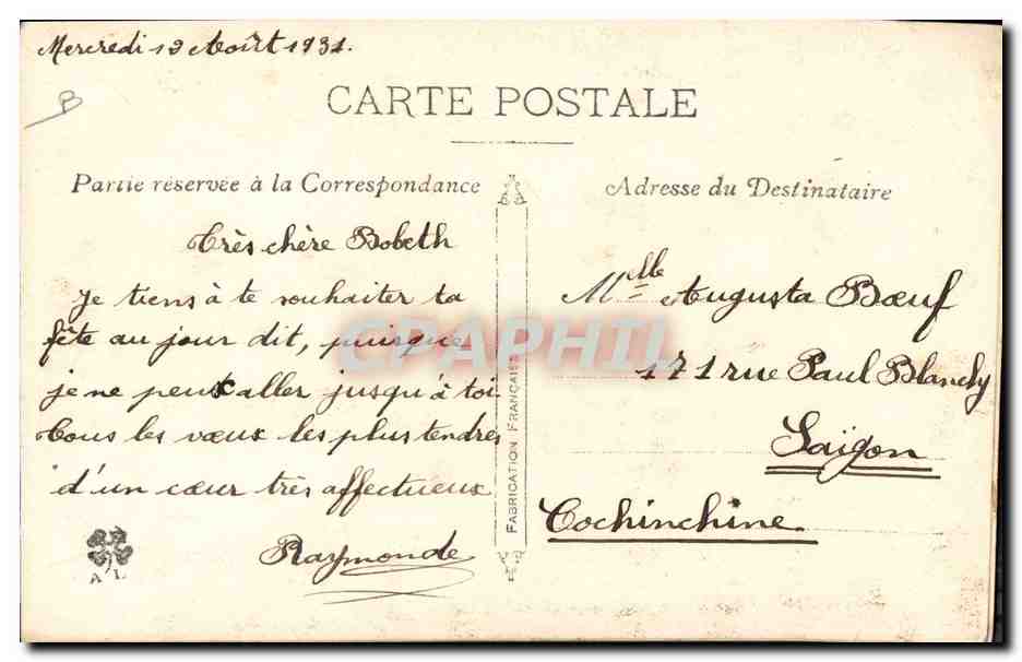 CPA Fantaisie Toilee Fleurs  — Rückseite