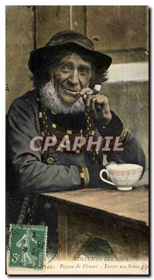 CPA Folklore Paysan de Ploare Encore une bonne pipee Tabac