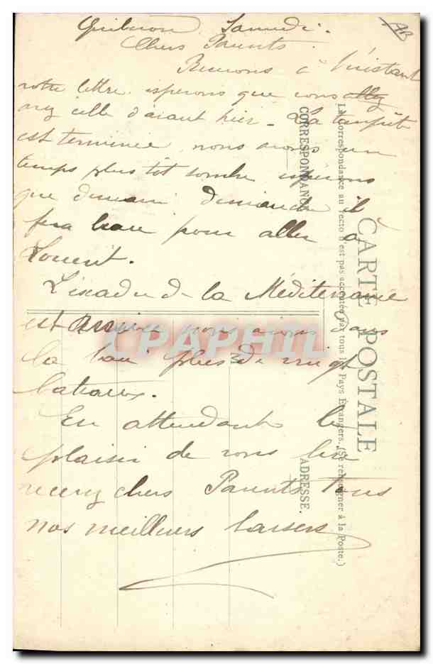 CPA Folklore Costume de Lorient — Verso