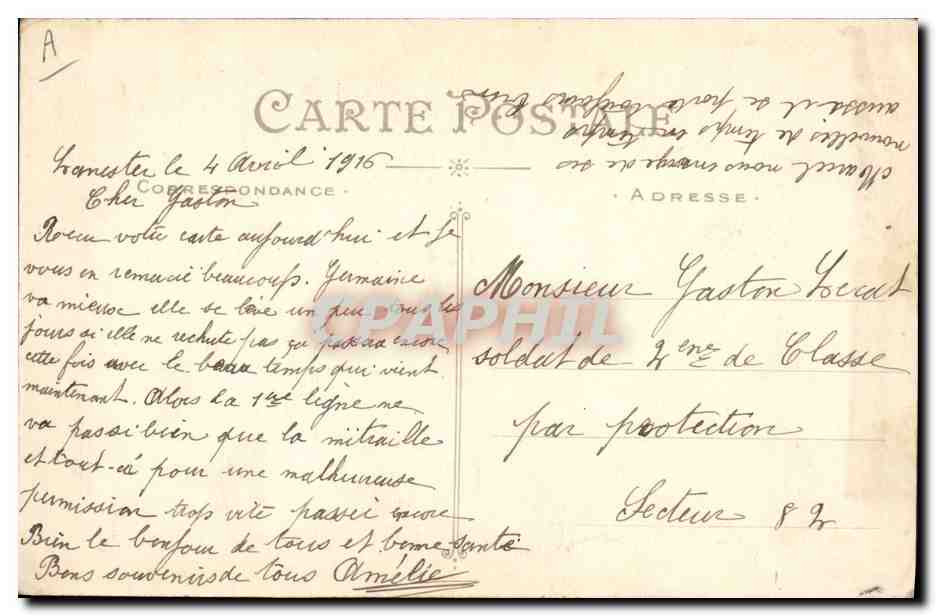 CPA Folklore Jeune fille de Baud — Verso