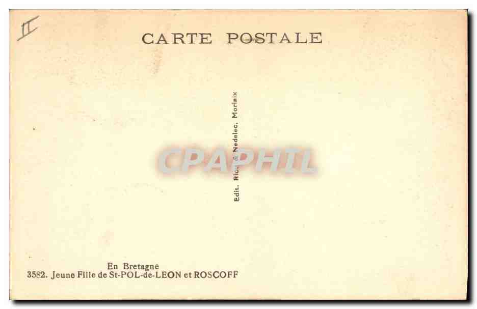 CPA Folklore Jeune fille de St Pol de Leon et Roscoff — Rückseite