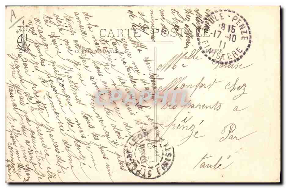 CPA Folklore Maries de Cornouailles Robe broderies d'or Mariage — Verso
