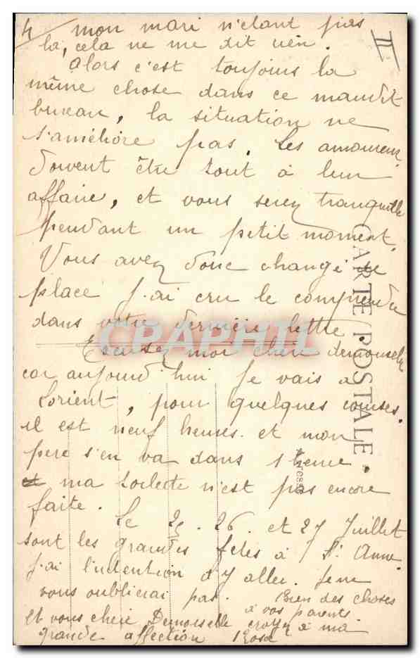CPA Folklore Jeune fille des environs de Quimper — Verso
