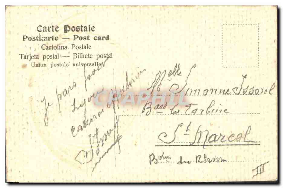 Femme en chapeau — portrait dans cadre ovale — éditeur non identifié — Verso