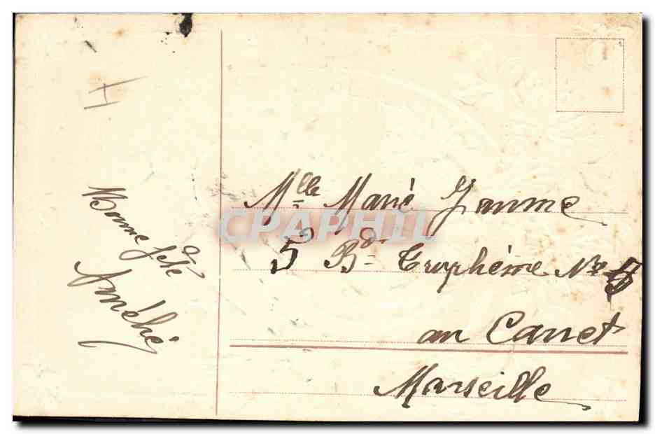 CPA Fantaisie Fleurs Colombes Trefles Fer a cheval — Rückseite