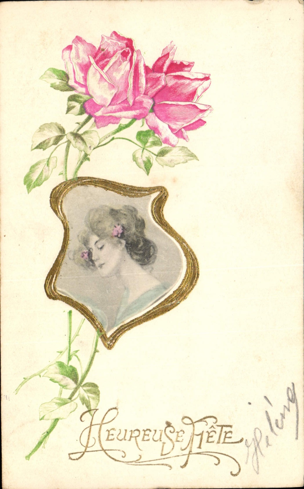 CPA Fantaisie Fleurs Femme