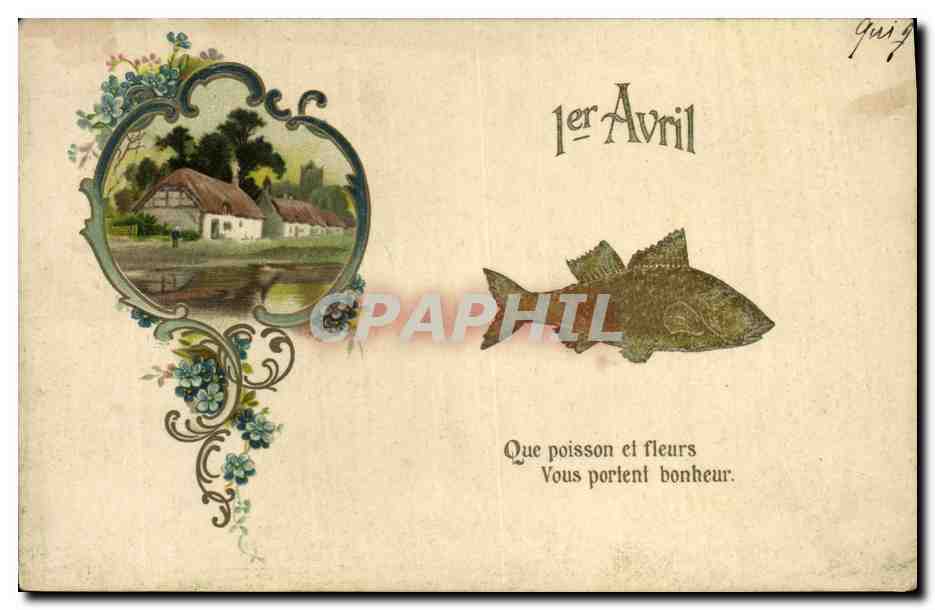 CPA Fantaisie Fleurs Poisson 1er Avril