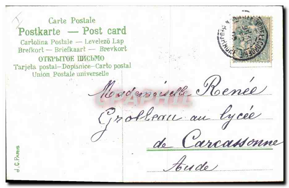 CPA Fantaisie Fleurs Brouette  — Rückseite