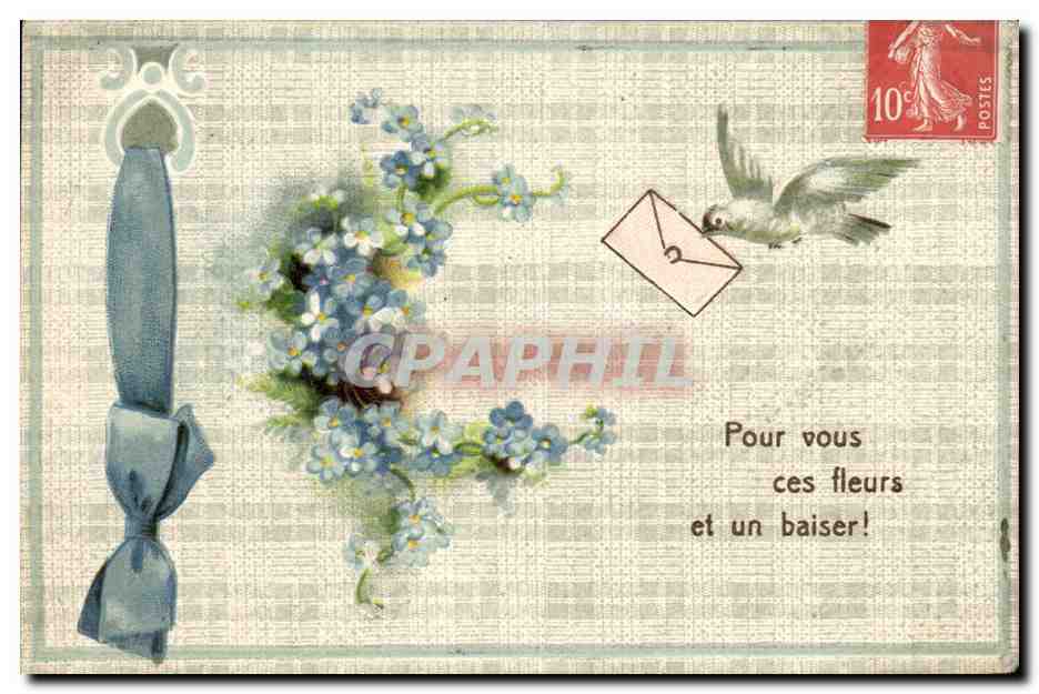 CPA Fantaisie Fleurs Colombe