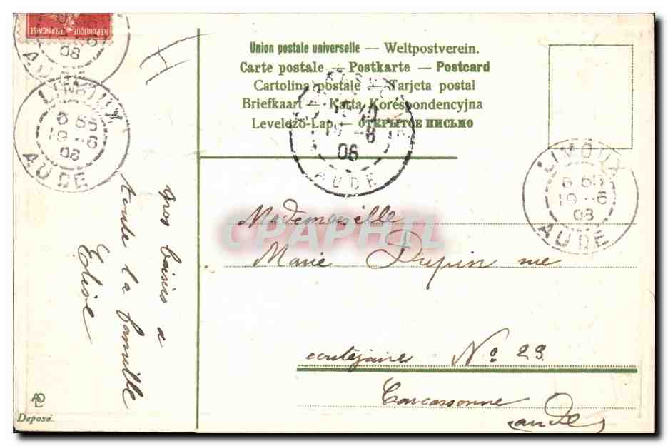 CPA Fantaisie Fleurs Colombe — Verso