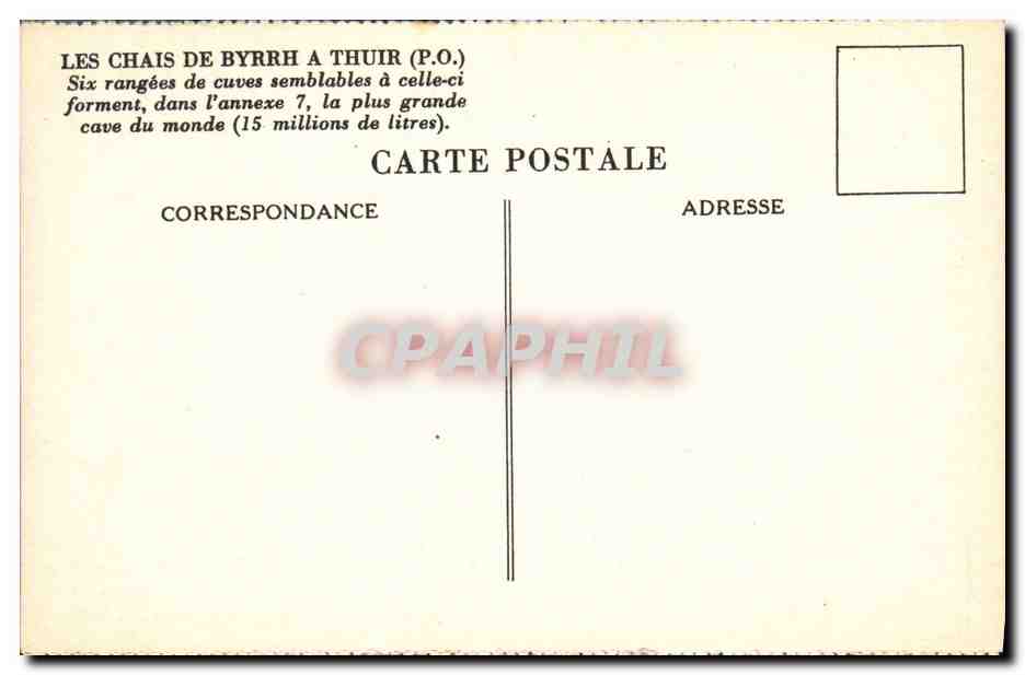 CPA Folklore Vin Vendanges Les Chais de Byrrh a Thuir Six rangees de cuves — Rückseite