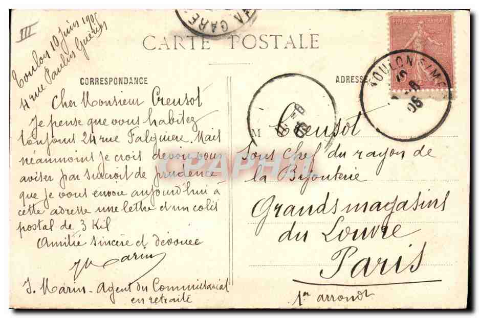 CPA Folklore Brouette Toulon Mourillon Le boulevard du littoral — Verso