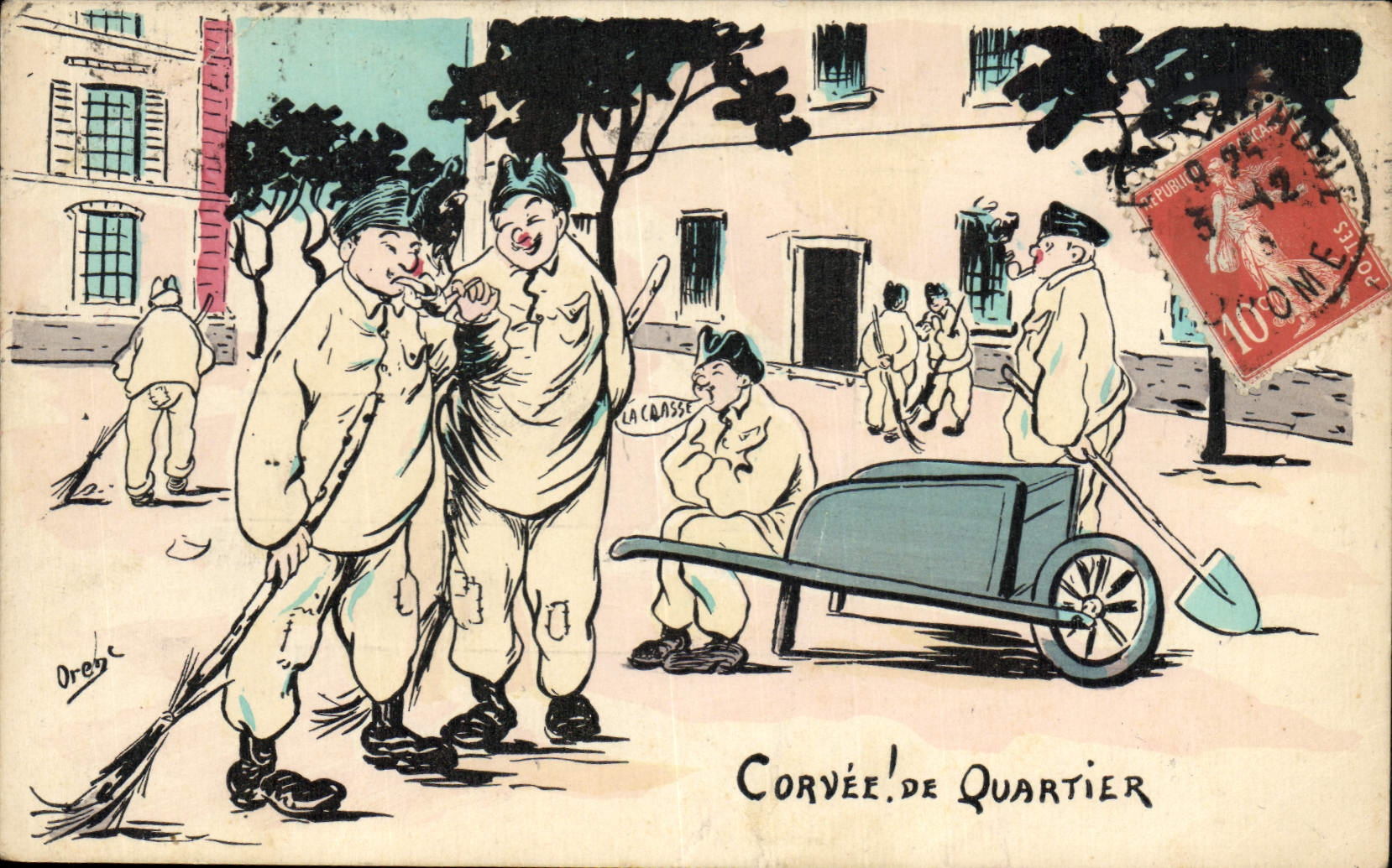 CPA Militaria Brouette Corvee de quartier