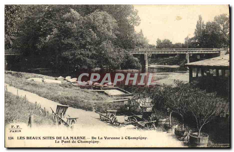 CPA Brouette Marne De la Varenne a Champigny Le pont de Champigny