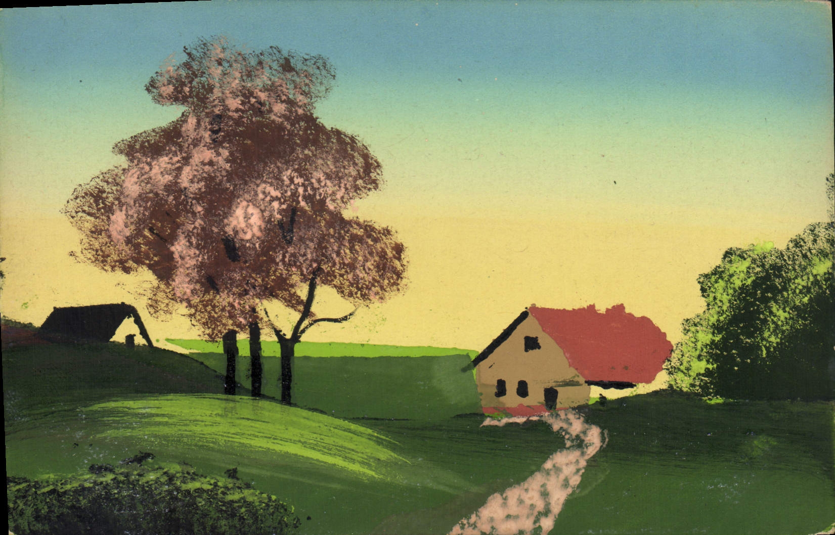 Paysage rural — maison et arbre — édition CPAPHIL n°2