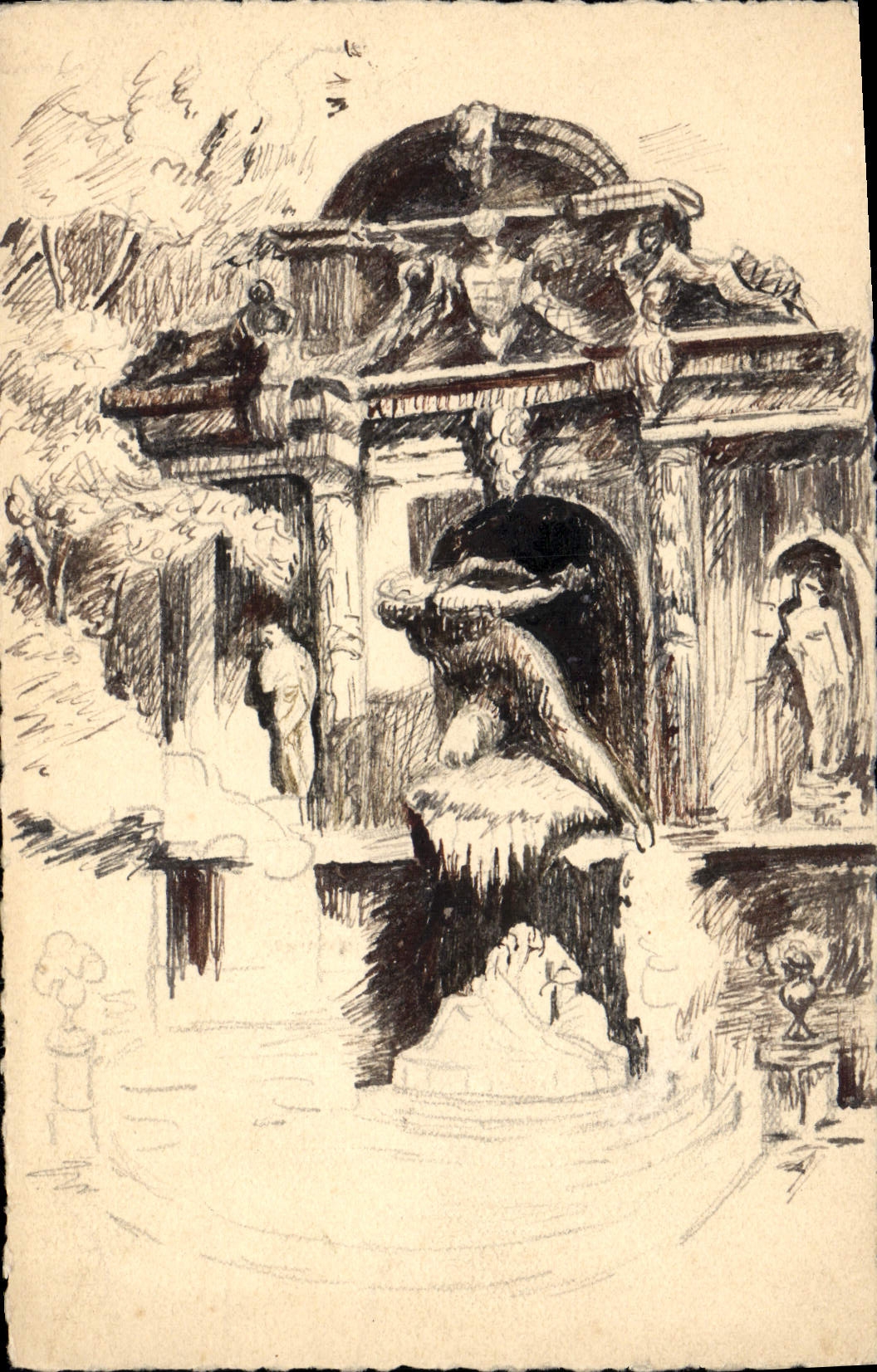 Fontaine de la Trinité — Paris — dessin de P. de Zuni