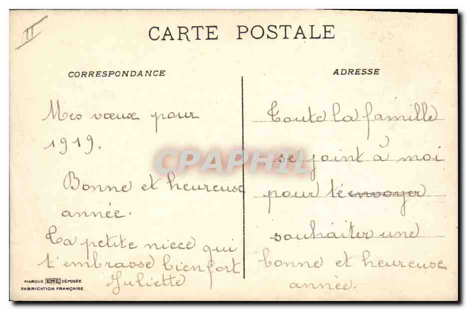 Violes et Bonne Année — Marque EME Déposée, Fabrication Française — Back