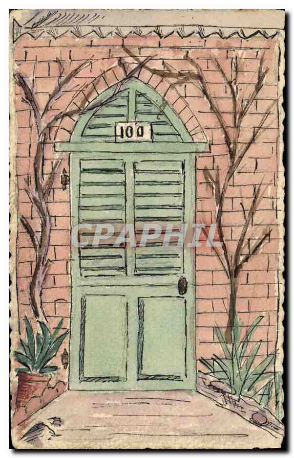 Porte en bois à volets — numéro 100 — sans éditeur ni série visible