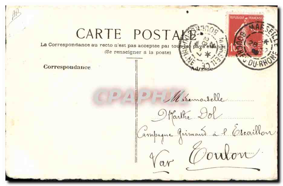 Portrait de femme — dessin signé V. C. — éditeur Sonnard Clamann — Verso
