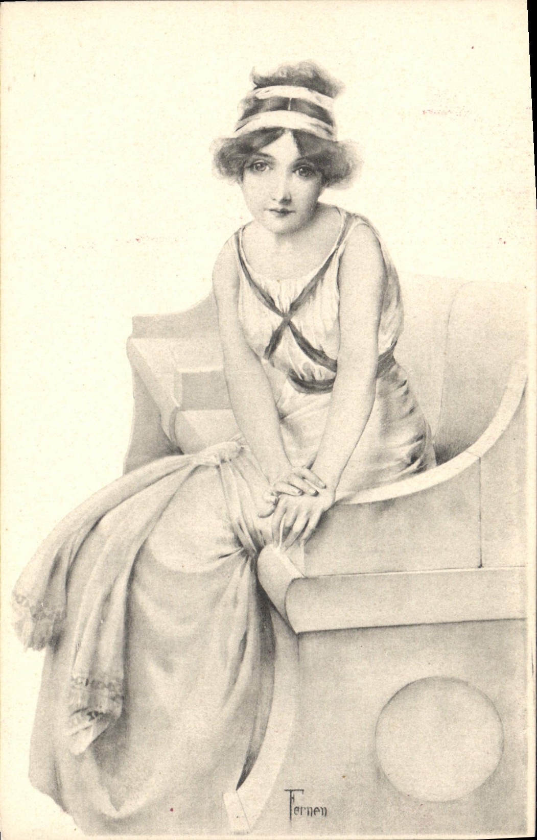 Jeune femme assise — style Art Déco — Fernen