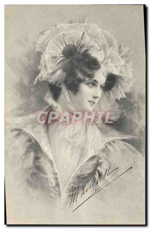 Jeune femme en chapeau à volants — portrait — M. Maucaran
