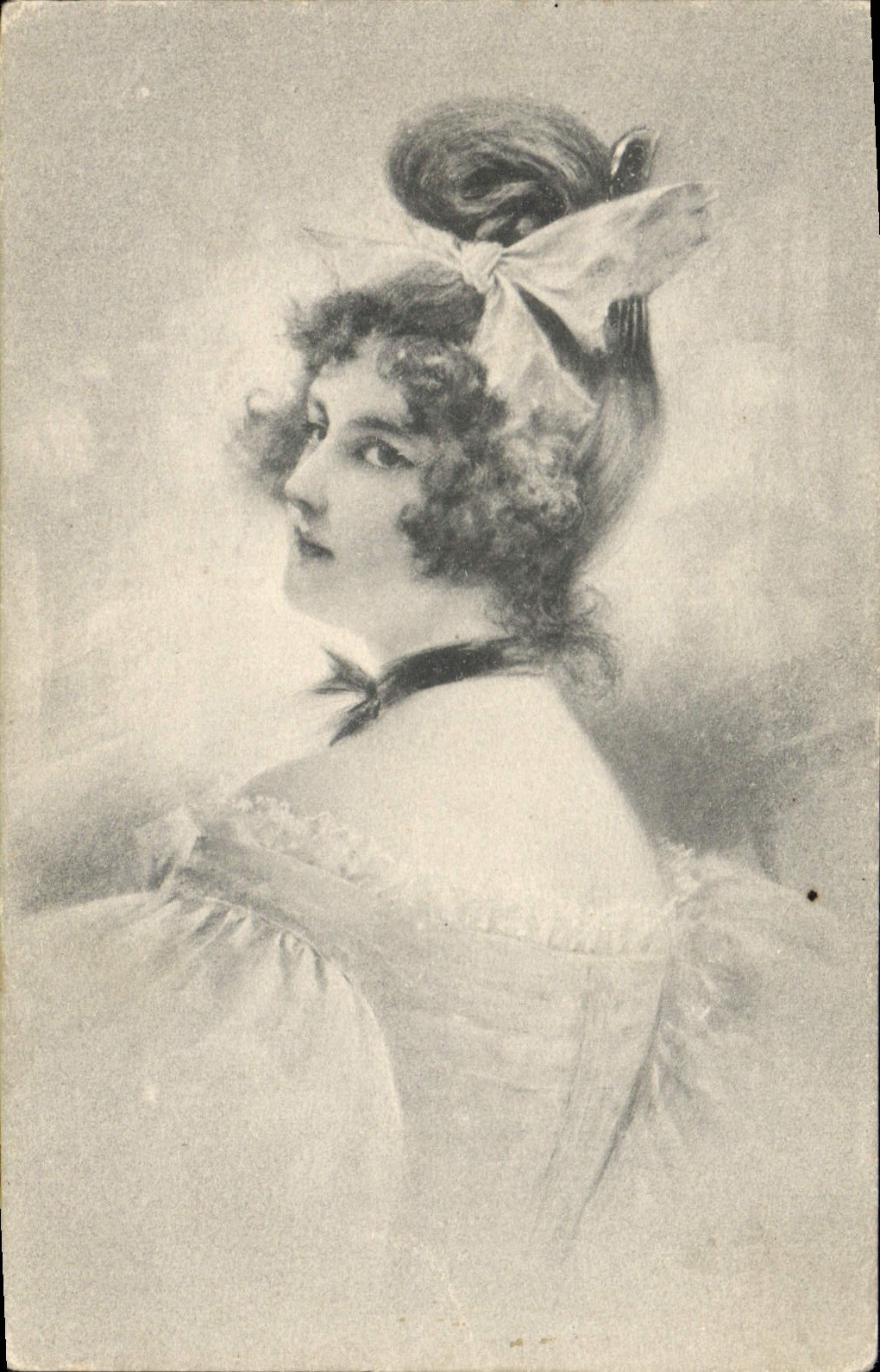 Jeune femme en robe à volants — portrait — M. M. Vienne