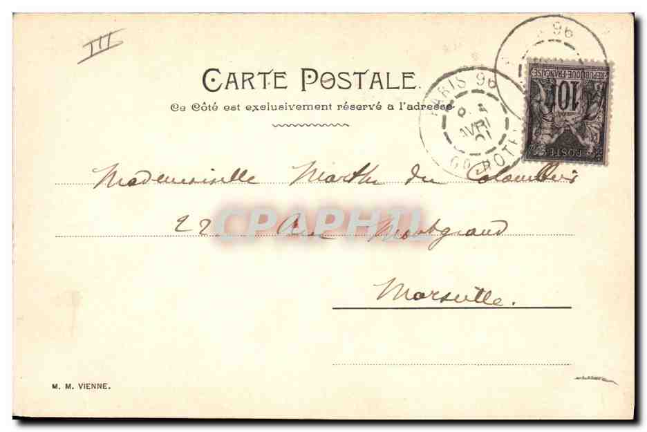 Trois jeunes femmes en robe de bal — éditeur M. M. Vienne — Achterkant