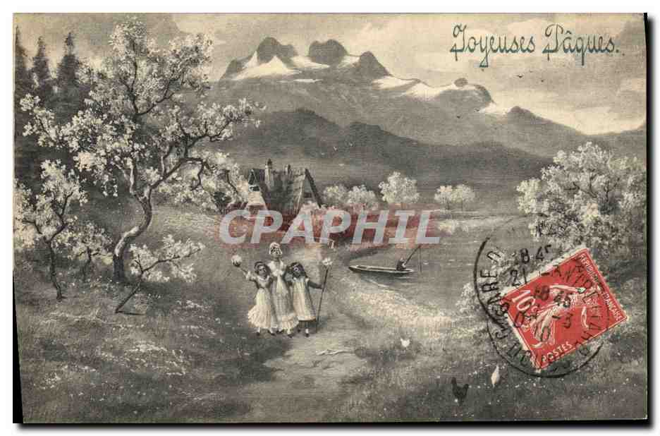 CPA Fantaisie Enfants Paques 
