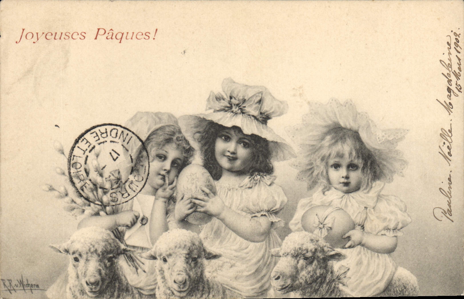 Enfants et moutons — Pâques — R.R. Withera
