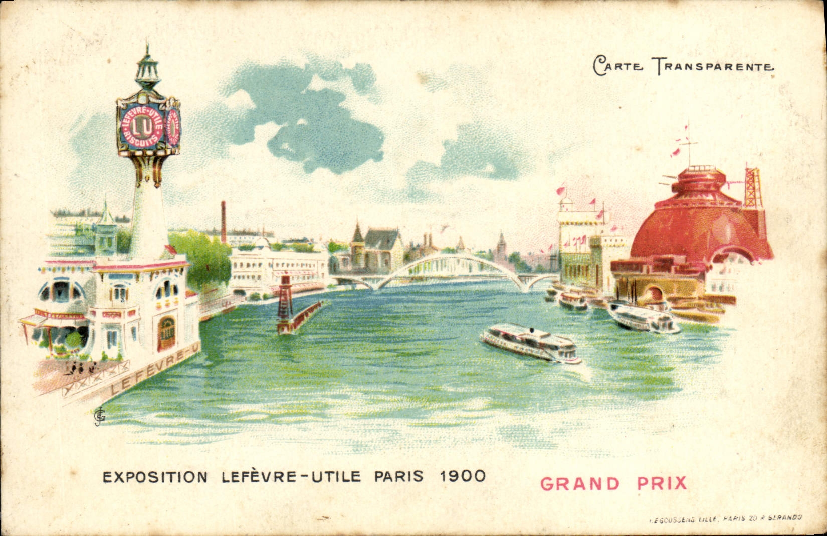 Exposition Lefèvre-Utile Paris 1900 — Grand Prix — Carte Transparente, éditée par Lefèvre-Utile, Paris 20 à Girando
