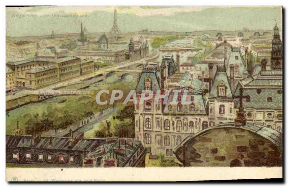 CPA Carte transparente Paris Le panorama des sept ponts Tour Eiffel