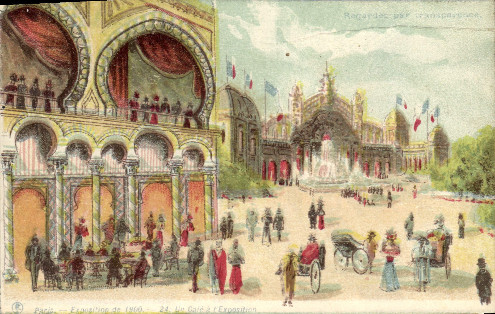 CPA Carte transparente Paris Exposition de 1900 Un cafe a l'exposition