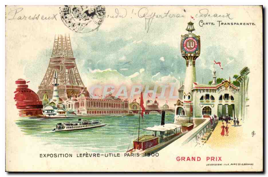 CPA Carte transparente Paris Exposition Lefevre Utile Paris 1900 Grand Prix Tour Eiffel