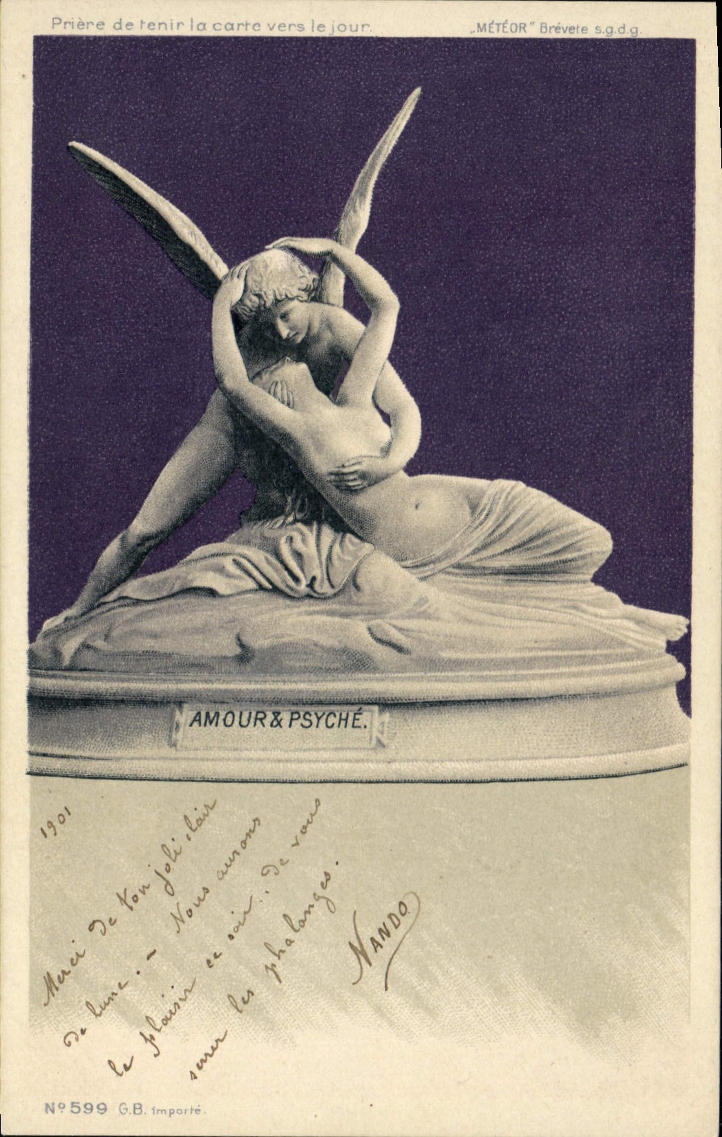 CPA Carte transparente Amour & Psyche 